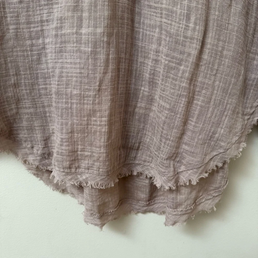 Free People Fringe Half Button Top